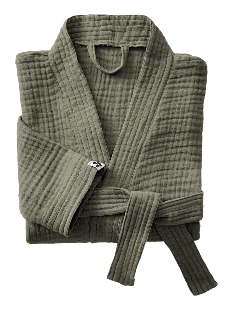 Set Pyjama Homme Kimono Japonais En Gaze De Coton - Haut + Pantalon, Motif Géométrique