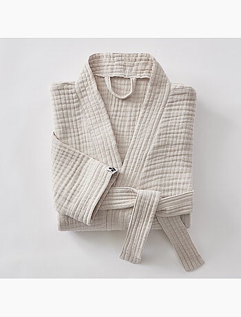 Peignoir kimono mixte en quadruple gaze de coton 220 g/m²