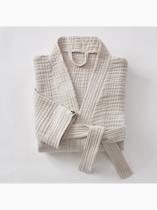 Peignoir kimono mixte en quadruple gaze de coton 220 g/m² - Kiabi