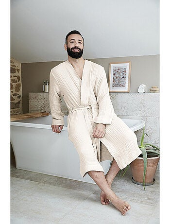 Peignoir kimono mixte en quadruple gaze de coton 220 g/m² – Gaïa