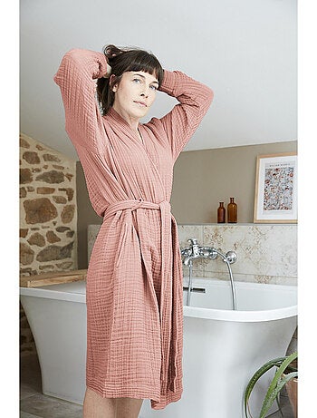 Peignoir kimono mixte en quadruple gaze de coton 220 g/m²