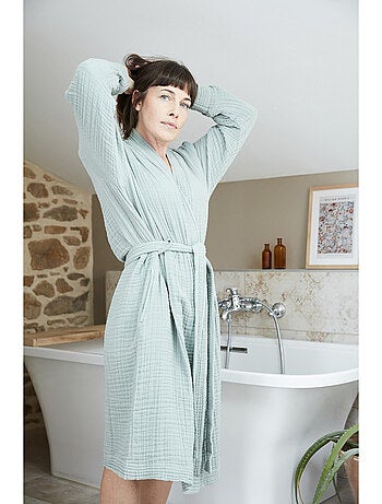 Peignoir kimono mixte en quadruple gaze de coton 220 g/m²