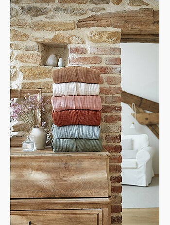 Peignoir kimono mixte en quadruple gaze de coton 220 g/m²