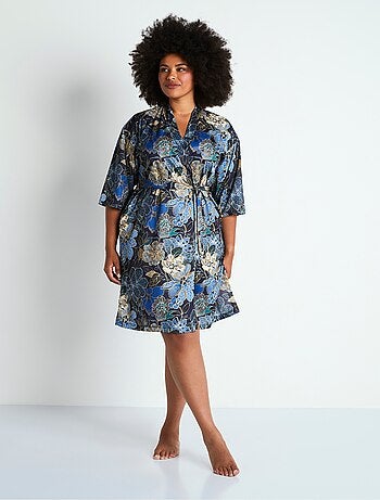 Peignoir kimono satiné mi-long