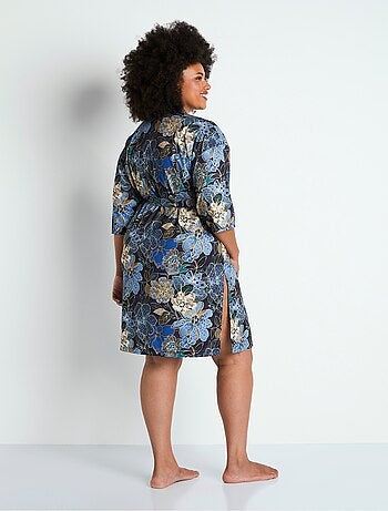 Peignoir kimono satiné mi-long