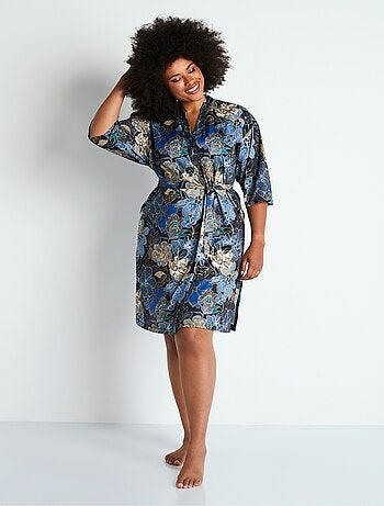 Peignoir kimono satiné mi-long