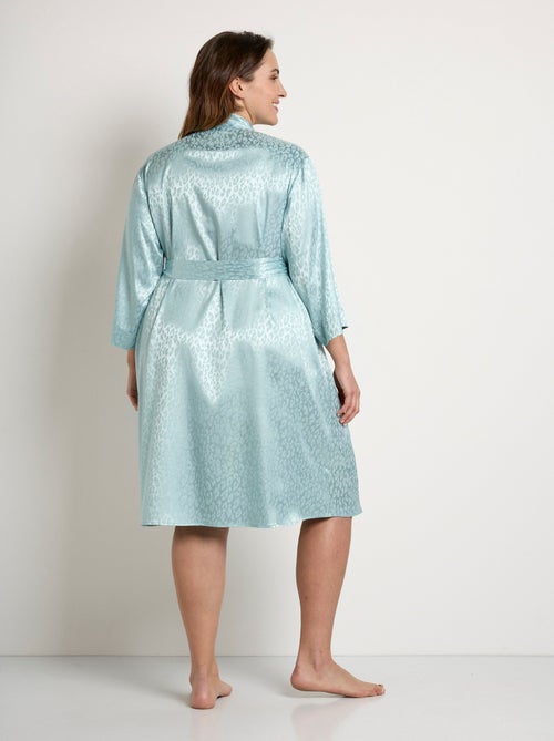 Peignoir kimono satiné mi long imprimé léopard - Afibel - Kiabi