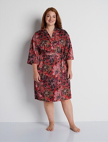 Peignoir kimono satiné mi-long