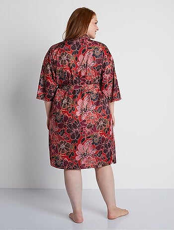 Peignoir kimono satiné mi-long