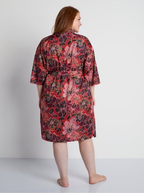 Peignoir kimono satiné mi-long - Kiabi