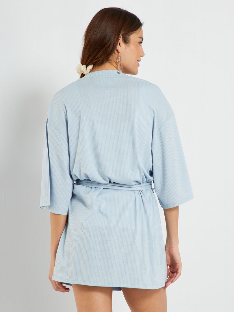 Peignoir léger uni Bleu - Kiabi