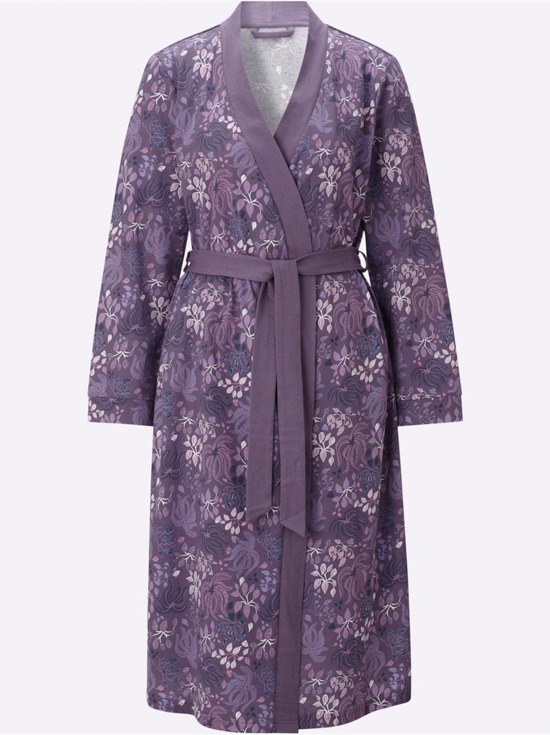 Peignoir livrée avec la ceinture à nouer - taille standard - moda vilona Violet figue - Kiabi