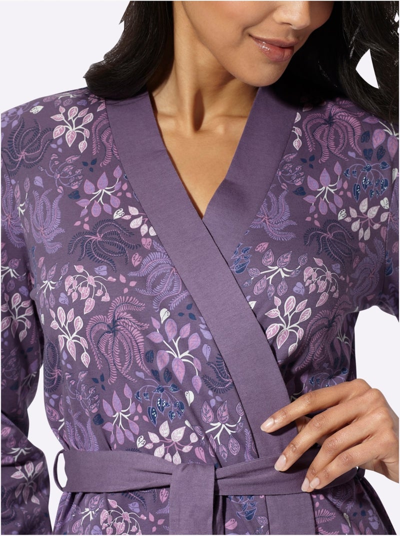 Peignoir livrée avec la ceinture à nouer - taille standard - moda vilona Violet figue - Kiabi