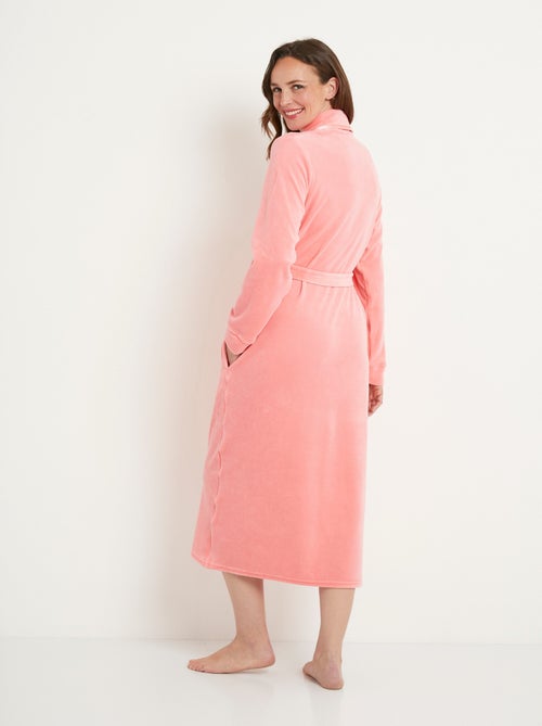 Peignoir long croisé velours uni col châle - Afibel - Kiabi