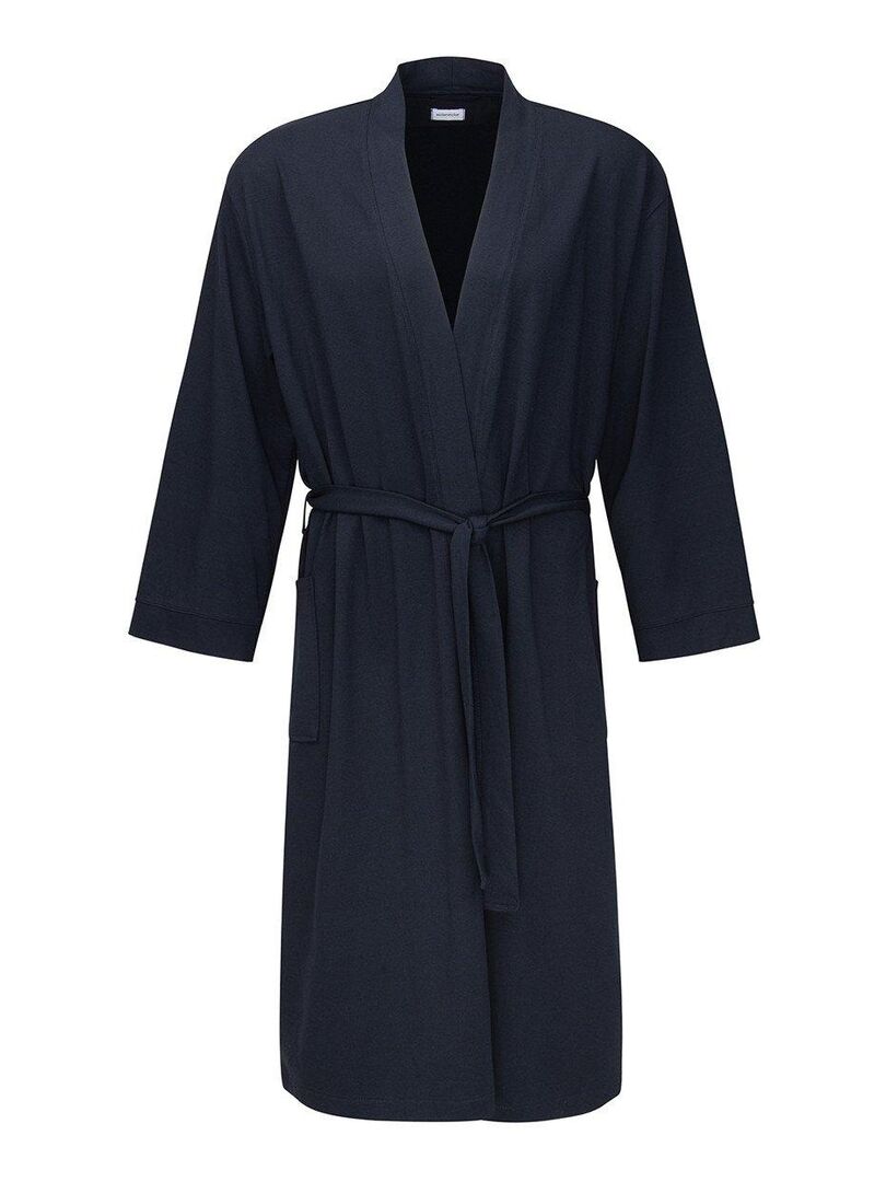 Peignoir long en coton modal Bleu - Kiabi