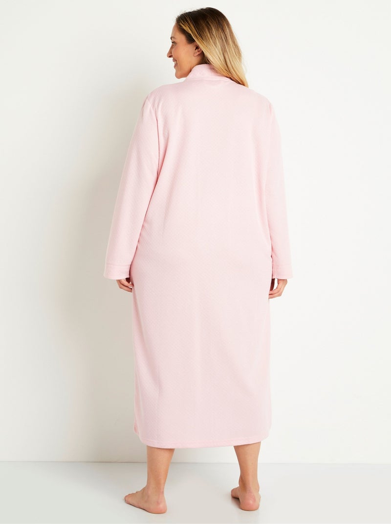 Peignoir long en maille effet matelassé Rose - Kiabi