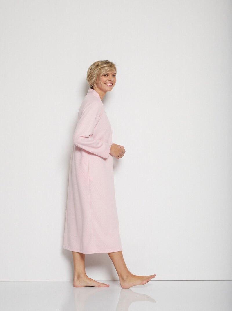 Peignoir long en maille effet matelassé Rose - Kiabi