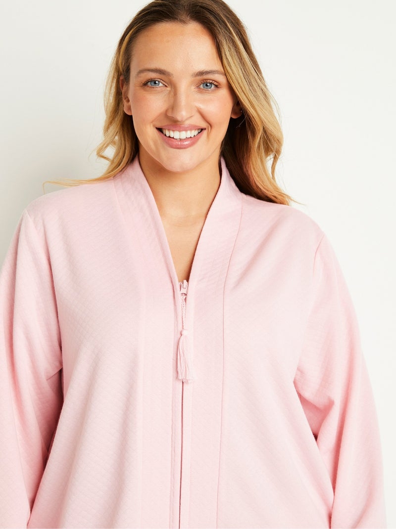 Peignoir long en maille effet matelassé Rose - Kiabi