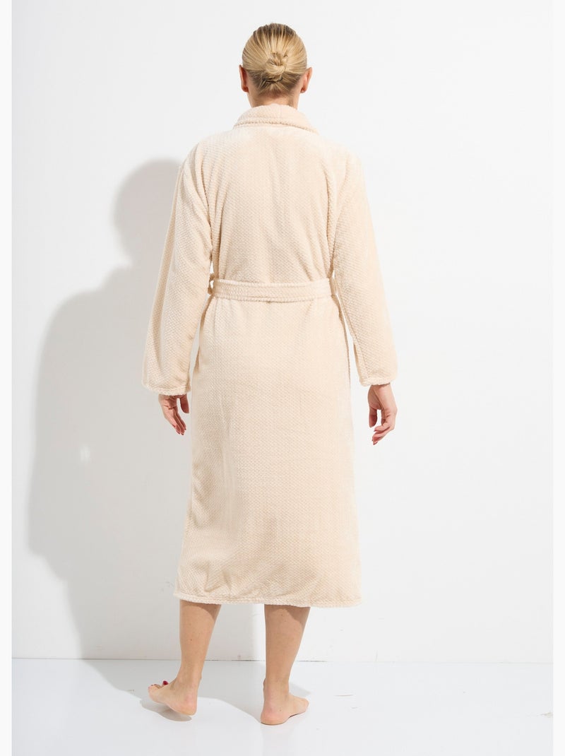 Peignoir long en polaire fantaisie - AFIBEL Ivoire - Kiabi