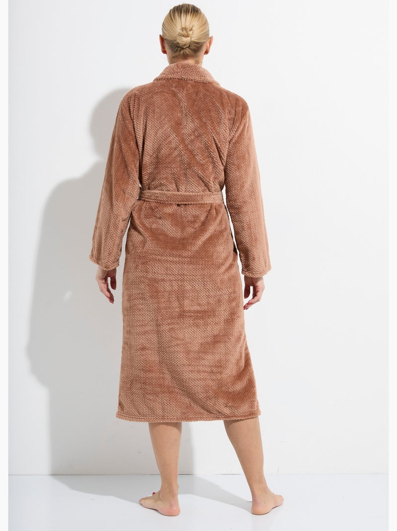 Peignoir long en polaire fantaisie - AFIBEL Moka - Kiabi