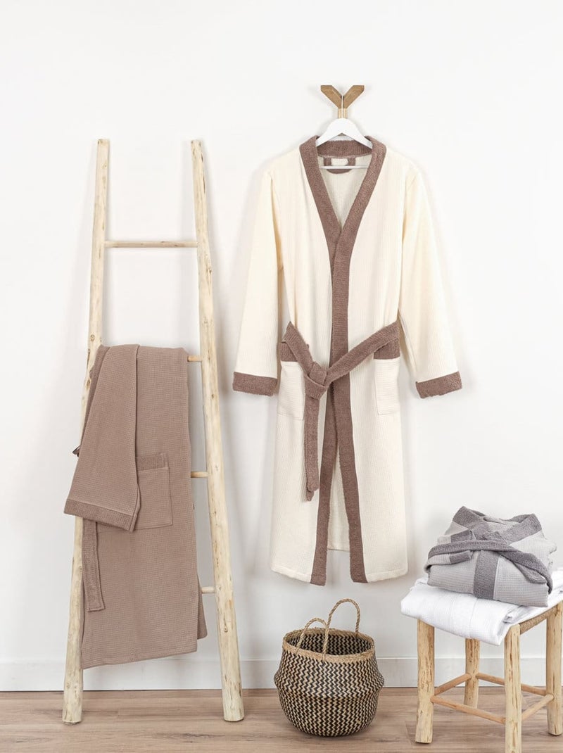 Peignoir mixte coton 57 fils double face  nid d'éponge SUAVE Ecru - Kiabi