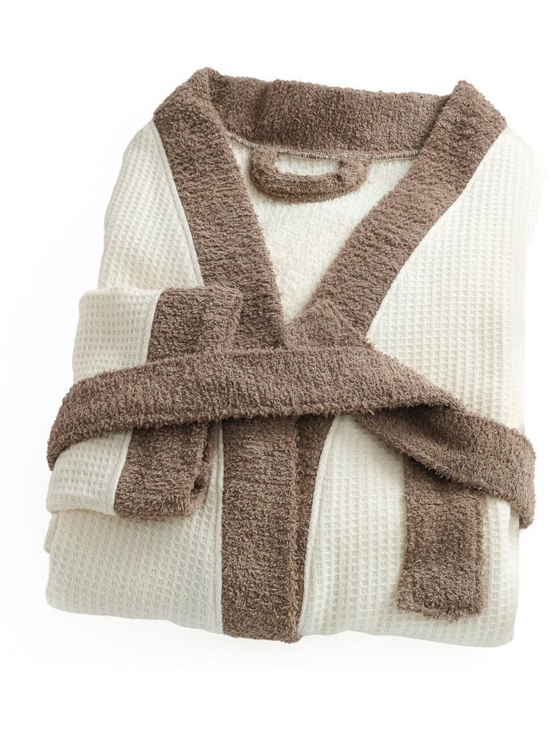 Peignoir mixte coton 57 fils double face  nid d'éponge SUAVE Ivoire - Kiabi