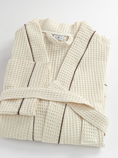 Peignoir mixte  coton 57 fils nid d'abeille KIMONO - Kiabi