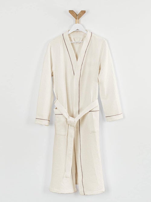 Peignoir mixte  coton 57 fils nid d'abeille KIMONO - Kiabi