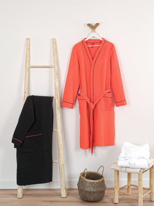 Peignoir mixte  coton 57 fils nid d'abeille KIMONO - Kiabi