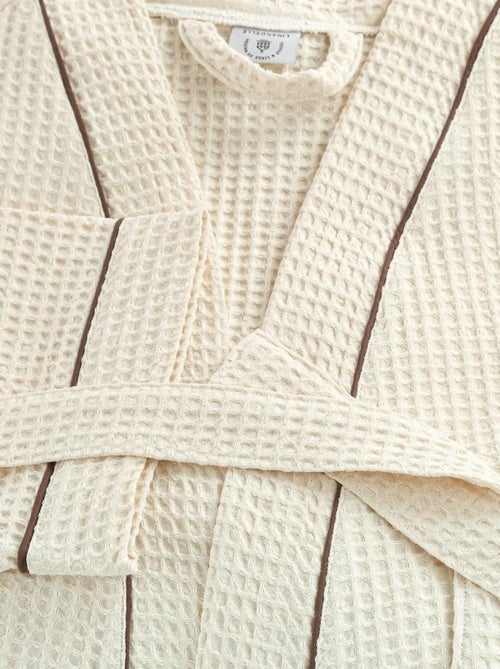 Peignoir mixte  coton 57 fils nid d'abeille KIMONO - Kiabi