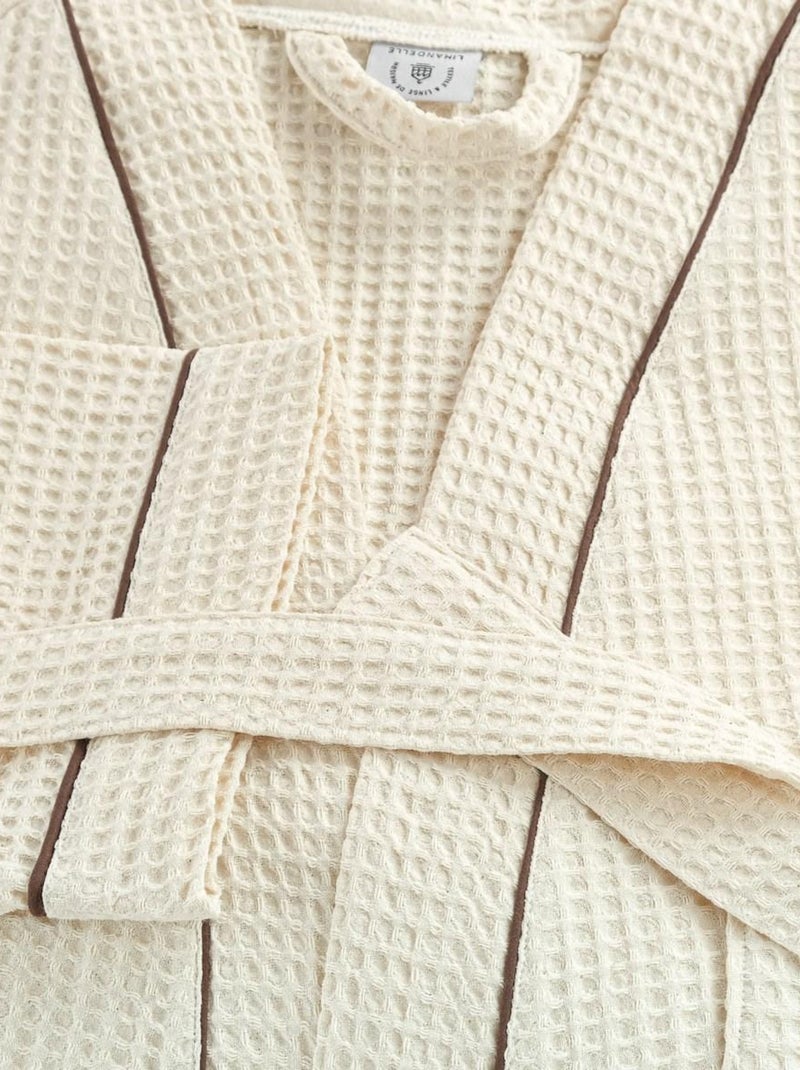 Peignoir mixte  coton 57 fils nid d'abeille KIMONO Ecru - Kiabi