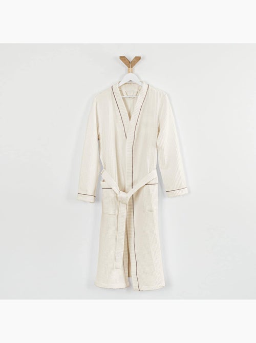 Peignoir mixte  coton 57 fils nid d'abeille KIMONO - Kiabi