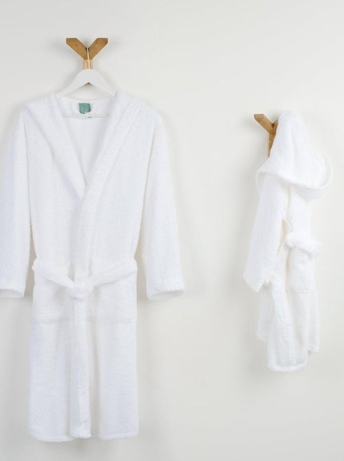 Peignoir mixte coton bouclette à capuche Cocooning - Kiabi