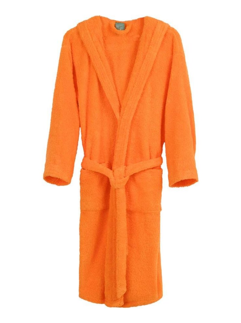 Peignoir mixte coton bouclette à capuche Cocooning Orange - Kiabi