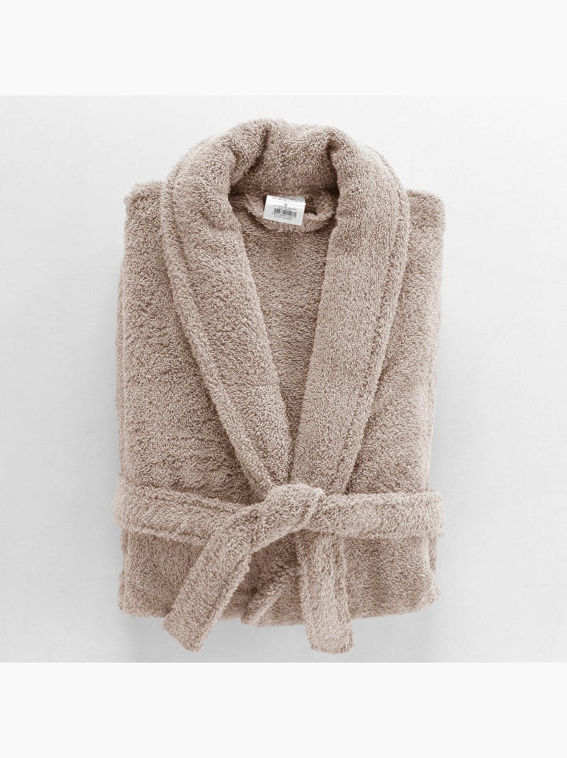 Peignoir Mixte Éponge Col Châle Uni – Tendresse 500 g/m² Taupe - Kiabi
