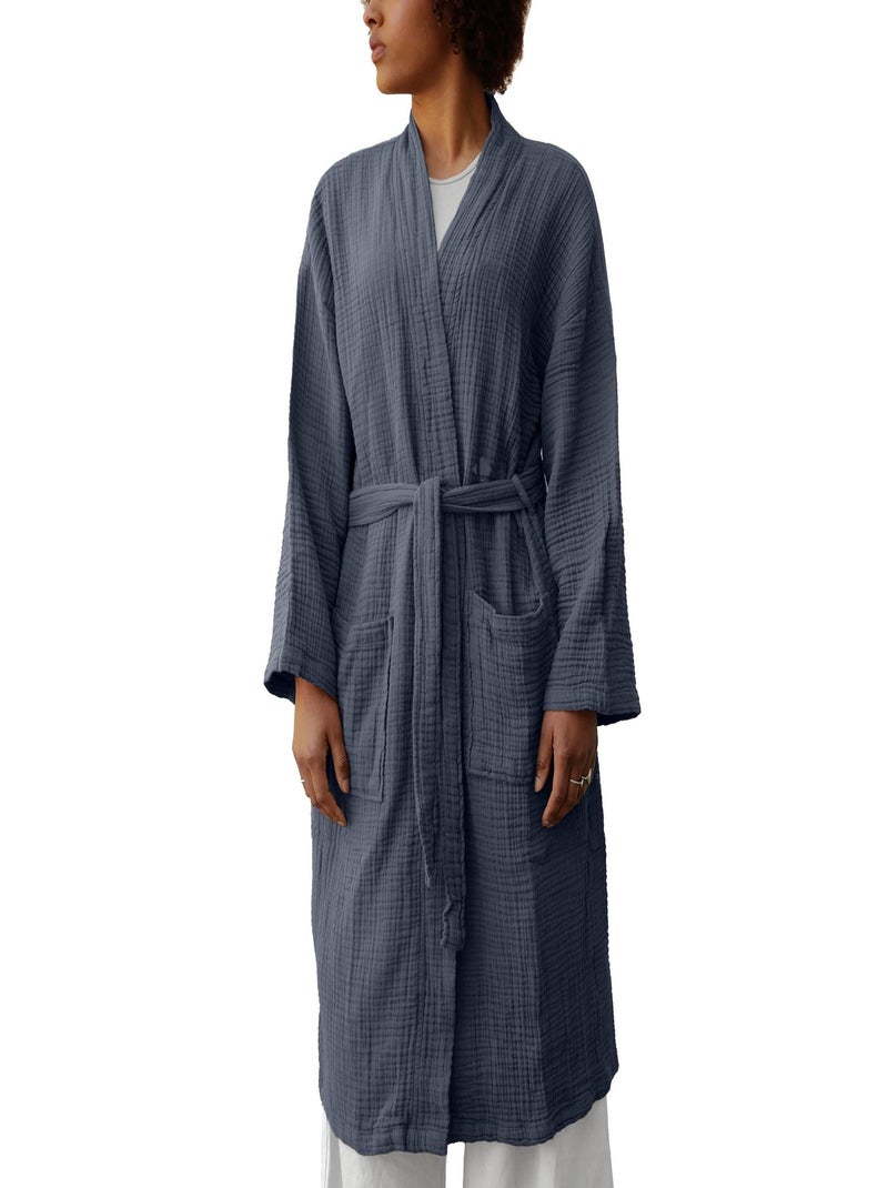 Peignoir mousseline de coton KEA Bleu ardoise - Kiabi