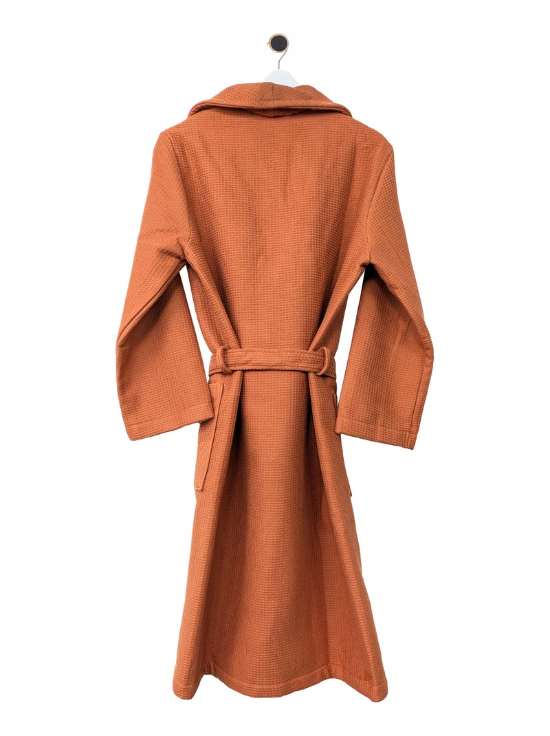 Peignoir nid d'abeille NATURAL col châle Jaune moutarde - Kiabi