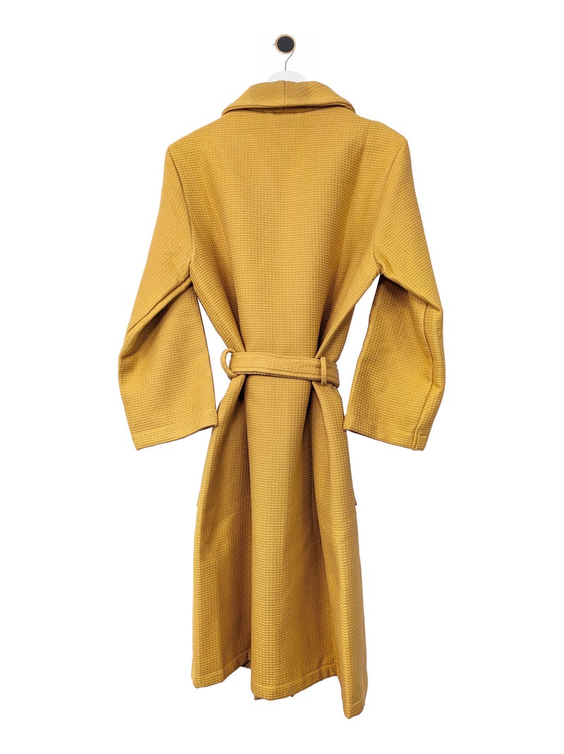 Peignoir nid d'abeille NATURAL col châle Jaune or - Kiabi