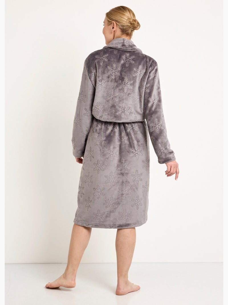 Peignoir polaire col châle longueur 120cm - Afibel Gris - Kiabi