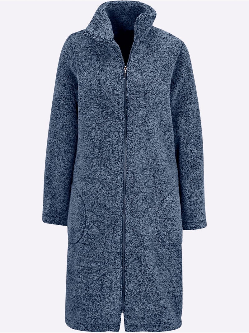 Peignoir Pour Femme Doublure Polaire Douce - Taille Standard - Witt Bleu - Kiabi