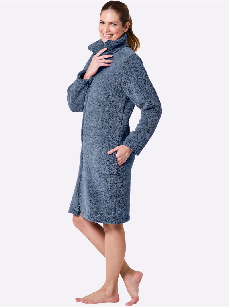 Peignoir Pour Femme Doublure Polaire Douce - Taille Standard - Witt Bleu - Kiabi