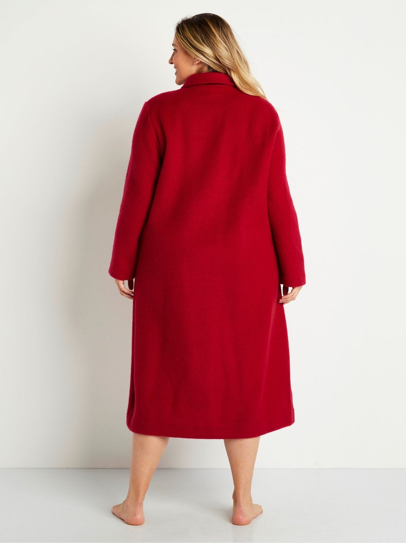 Peignoir robe de chambre brodé en courtelle - afibel Rouge - Kiabi
