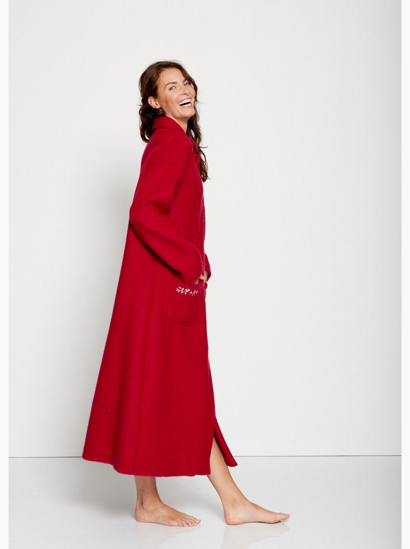 Peignoir robe de chambre brodé en courtelle - afibel Rouge - Kiabi