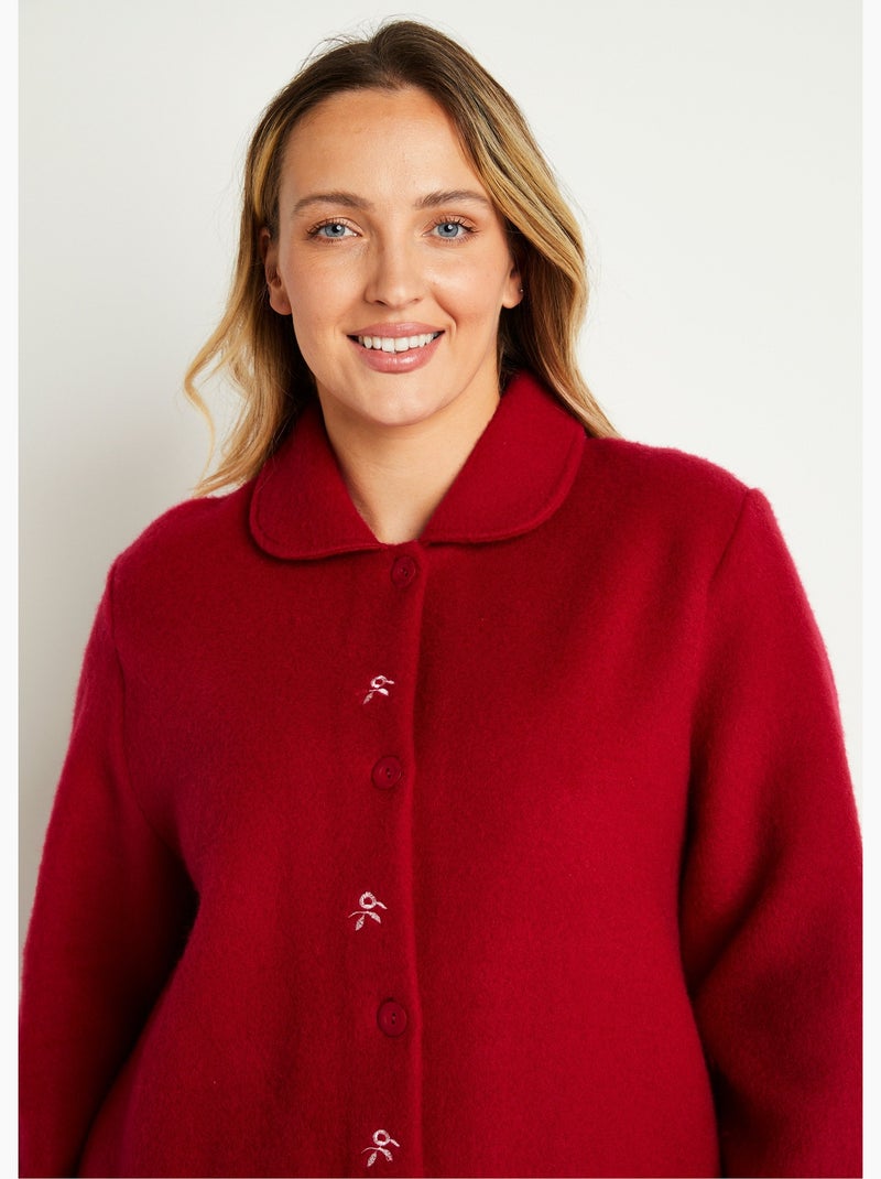 Peignoir robe de chambre brodé en courtelle - afibel Rouge - Kiabi