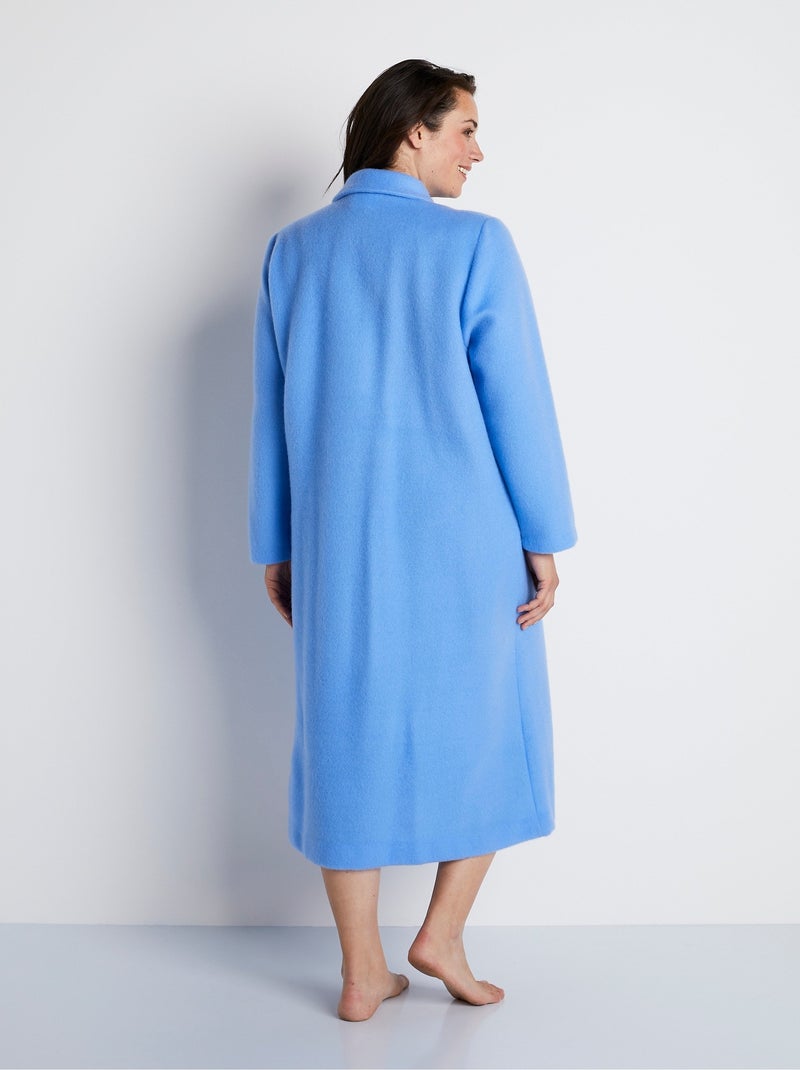 Peignoir robe de chambre brodé en Courtelle Bleu - Kiabi