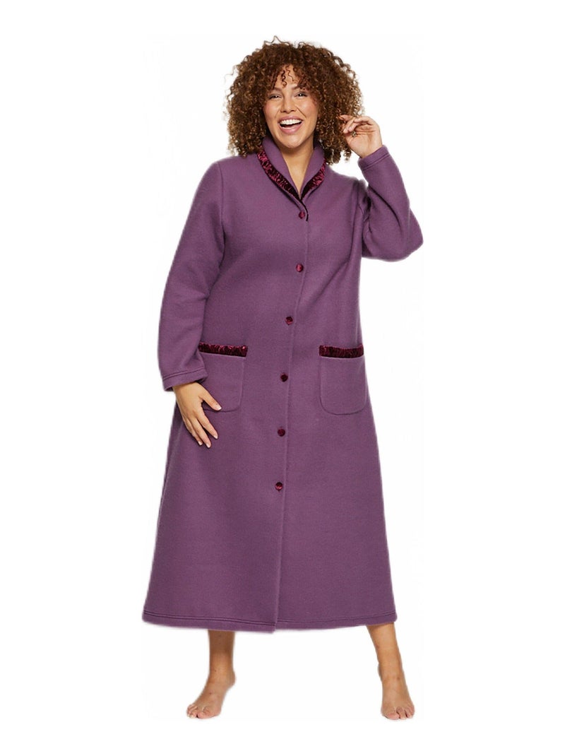 Peignoir robe de chambre long molleton Courtelle® Violet prune - Kiabi