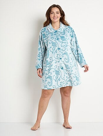 Peignoir robe de chambre polaire court boutonné - Afibel