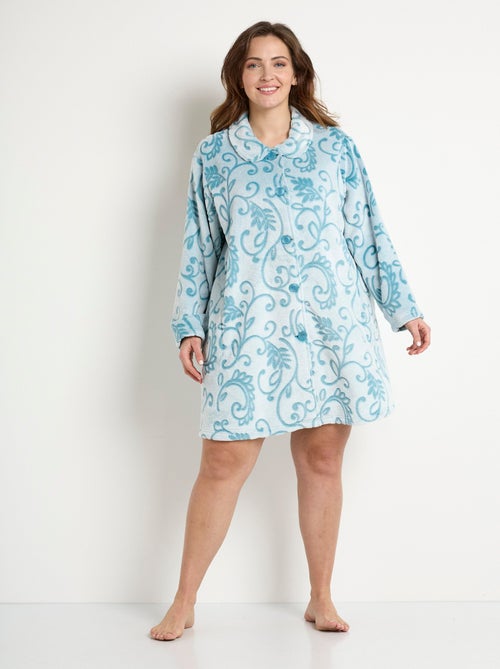 Peignoir robe de chambre polaire court boutonné - Afibel - Kiabi