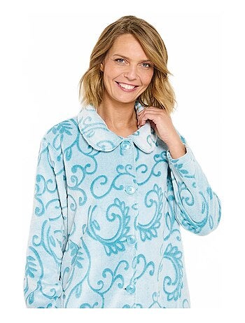 Peignoir robe de chambre polaire court boutonné