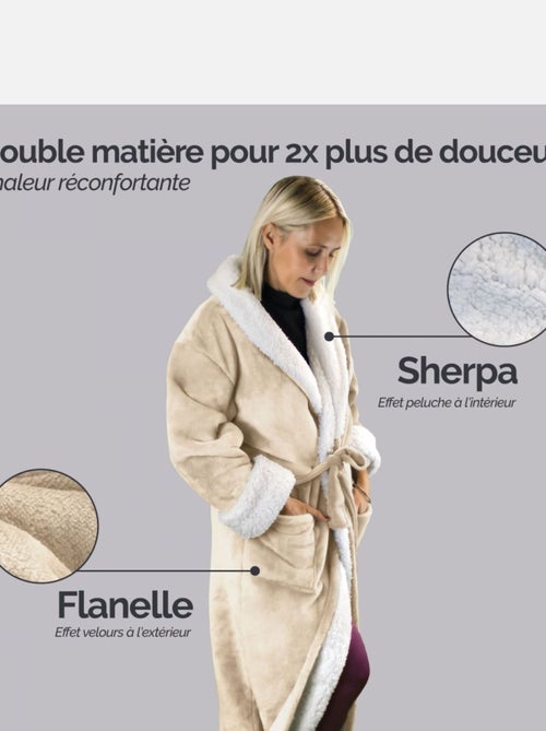 Peignoir, robe de chambre polaire mixte, Utra Douce - Vivezen - Kiabi